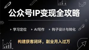 公众号IP变现全攻略-更新，学习定位、AI写作、钩子设计与转化，构建获客闭环，副业月入过万-柯南聊项目