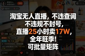 淘宝无人直播，不违规不封号，直播25小时卖17W，全年旺季！可批量矩阵【揭秘】-柯南聊项目