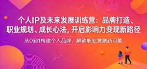 个人IP及未来发展训练营：品牌打造、职业规划、成长心法，开启影响力变现新路径-柯南聊项目