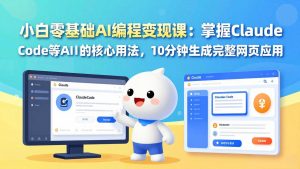 小白零基础AI编程变现课：掌握Claude Code等AI工具的核心用法，10分钟生成完整网页应用-柯南聊项目