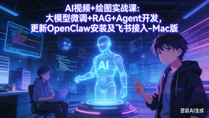 AI视频+绘图实战课：大模型微调+RAG+Agent开发，更新OpenClaw安装及飞书接入-Mac版-柯南聊项目