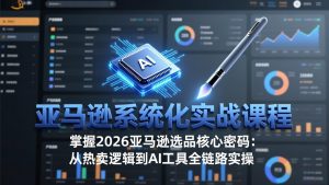 亚马逊系统化实战课-更新3月：2026最新选品方法论，从热卖原因分析到AI作图，提升选品成功率-柯南聊项目