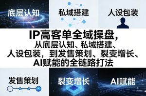 IP高客单全域操盘,从底层认知、私域搭建、人设包装,到发售策划、裂变增长、AI赋能的全链路打法-柯南聊项目