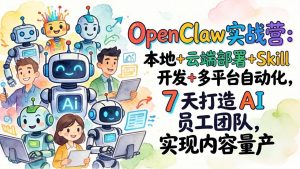 OpenClaw实战营：本地+云端部署+Skill开发+多平台自动化，7 天打造 AI 员工团队，实现内容量产-柯南聊项目