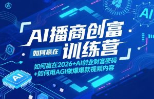 AI播商创富训练营,如何赢在2026+AI创业财富密码+如何用AGI做爆款视频内容-柯南聊项目