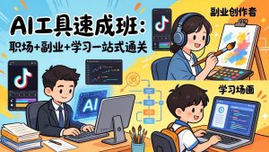AI工具速成班:职场+副业+学习一站式通关,20+爆款类型+剪映技巧+抖音算法,0基础快速上手-柯南聊项目