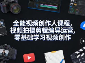 全能视频创作人课程，视频拍摄剪辑编导运营，零基础学习视频创作(更新2026年3月)-柯南聊项目