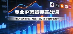 专业IP剪辑师实战课：IP切片挂车剪辑，爆款打造，多平台增收教学-柯南聊项目