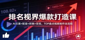排名视界爆款打造课：AI文案+配音+剪辑+变现，TOP盘点视频制作全流程-柯南聊项目