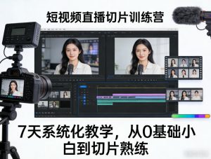 短视频直播切片训练营，7天系统化教学，从0基础小白到切片熟练-柯南聊项目