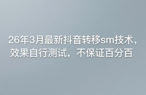 26年3月最新抖音转移sm技术，效果自行测试，不保证百分百-柯南聊项目