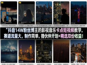抖音14W粉丝博主的影视音乐卡点短视频教学，赛道流量大，制作简单，撸伙伴计划+精选双份收益！-柯南聊项目