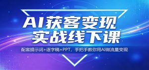 AI获客变现实战线下课:配套提示词+逐字稿+PPT,手把手教你用AI做流量变现-柯南聊项目