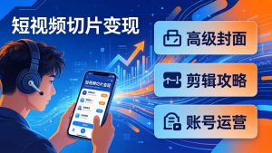 短视频切片变现速成班2.0:高级封面+剪辑攻略+账号运营,0基础小白快速入局副业-柯南聊项目