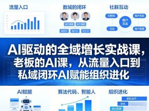 AI驱动的全域增长实战课,老板的AI课,从流量入口到私域闭环AI赋能组织进化(26年3月12-14日)-柯南聊项目