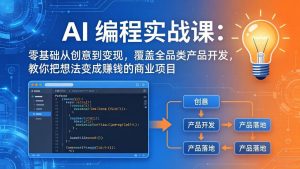 AI编程实战课-第三期:零基础从创意到变现,覆盖全品类产品开发,把想法变成赚钱的商业项目-柯南聊项目