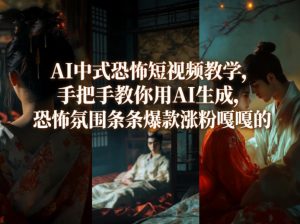 AI中式恐怖短视频教学，手把手教你用AI生成，恐怖氛围条条爆款涨粉嘎嘎的-柯南聊项目