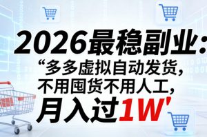 2026最稳副业：多多虚拟自动发货，不用囤货不用人工，月入过1W【揭秘】-柯南聊项目
