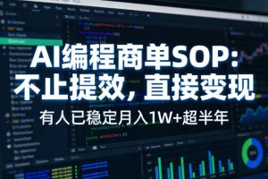 AI编程商单SOP，AI编程不能只给工作提效，还要直接变现，有人已经稳定月入1W+半年了-柯南聊项目