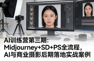 AI训练营第三期：Midjourney+SD+PS全流程，AI与商业摄影后期落地实战案例-柯南聊项目