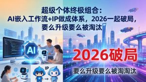 超级个体终极组合：AI嵌入工作流+IP做成体系，2026一起破局，要么升级要么被淘汰-柯南聊项目