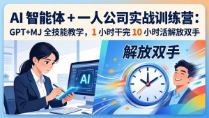 AI 智能体 + 一人公司实战训练营:GPT+MJ 全技能教学,1 小时干完 10 小时活解放双手-柯南聊项目