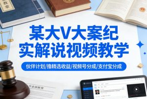 某大V大案纪实解说视频教学,可做伙伴计划、撸精选收益,视频号和支付宝分成计划均可-柯南聊项目