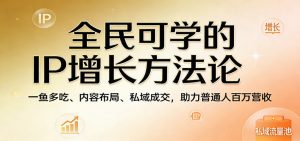 全民可学的IP增长方法论：一鱼多吃、内容布局、私域成交，助力普通人百万营收-柯南聊项目