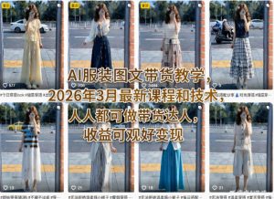 AI服装图文带货教学,2026年3月最新课程和技术,人人都可做带货达人,收益可观好变现-柯南聊项目
