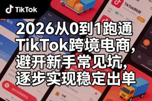 2026从0到1跑通TikTok跨境电商，避开新手常见坑，逐步实现稳定出单-柯南聊项目