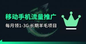 手机流量领取推广_每月一轮，刚需类的长期项目-柯南聊项目
