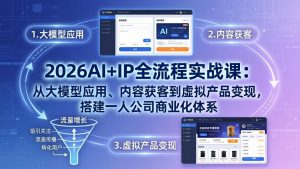 2026AI+IP全流程实战课:从大模型应用、内容获客到虚拟产品变现,搭建一人公司商业化体系-柯南聊项目