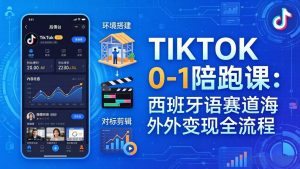 TIKTOK 0-1 陪跑课:从环境搭建到刷对标剪辑,西班牙语赛道海外变现全流程-柯南聊项目