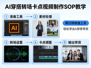 AI穿搭转场卡点视频制作SOP教学,两分钟快速上手,轻松学会AI穿搭带货-柯南聊项目