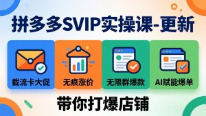 拼多多SVIP实操课-26年4月，截流卡大促+无痕涨价+无限群爆款+AI赋能爆单新玩法，带你打爆店铺-柯南聊项目