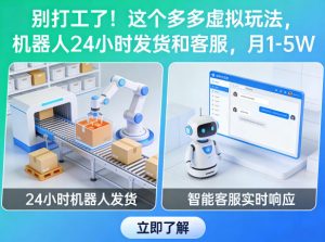 别打工了！这个多多虚拟玩法，机器人24小时发货和客服，月1-5W【揭秘】-柯南聊项目