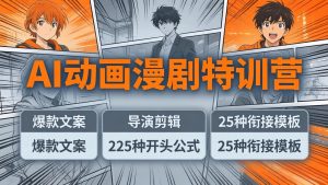 AI动画漫剧特训营：爆款文案+导演剪辑：225种开头公式+25种衔接模板，两小时剪电影级大片-柯南聊项目