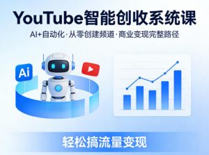 YouTube智能创收系统课，AI+自动化，从零创建YouTube频道并实现商业变现的完整路径，轻松搞流量变现-柯南聊项目