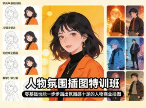 人物氛围插图特训班,零基础也能一步步画出氛围感十足的人物商业插图-柯南聊项目