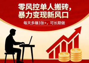 零风控单人搬砖，暴力变现新风口，每天多賺3张+，可长期做【揭秘】-柯南聊项目