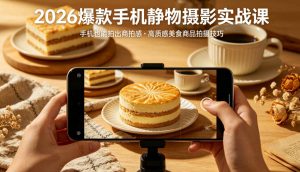 2026爆款手机静物摄影实战课，手机也能拍出商拍感，学会拍出高质感美食商品-柯南聊项目