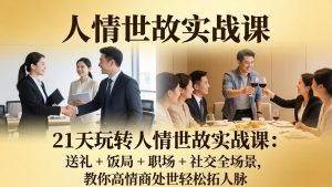 21 天玩转人情世故实战课:送礼 + 饭局 + 职场 + 社交全场景,教你高情商处世轻松拓人脉-柯南聊项目