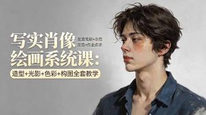 写实肖像绘画系统课:造型+光影+色彩+构图全套教学,配套笔刷+示范+作业点评-柯南聊项目