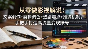 从零做影视解说：文案创作+剪辑调色+选剧爆点+推流机制，手把手打造高流量变现账号-柯南聊项目