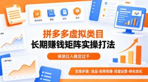 做拼多多虚拟类目想长期賺钱?这套矩阵实操打法,亲测日入稳定过千【揭秘】-柯南聊项目